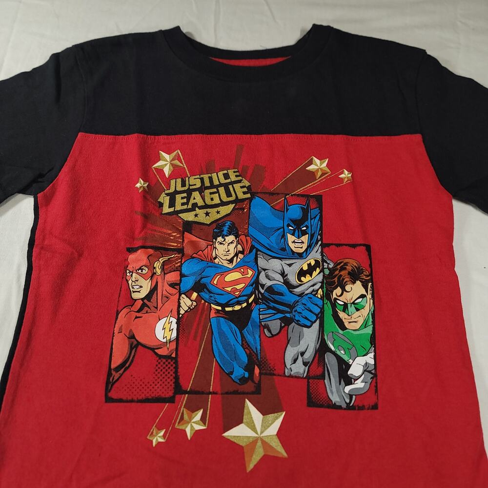 DC Justice League Graphic Crew Neck Short Sleeve T-Shirt Youth Boys Size M Red